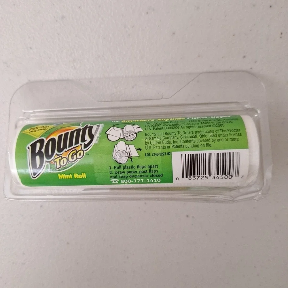 Vintage 2003 Bounty Mini Roll Paper Towels Travel To Go